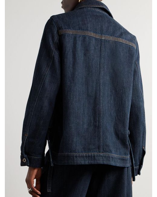 Loewe Blue Leather-Trimmed Denim Jacket