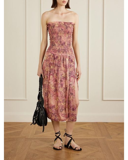 Isabel Marant Pink Cleane Silk-Chiffon Midi Dress