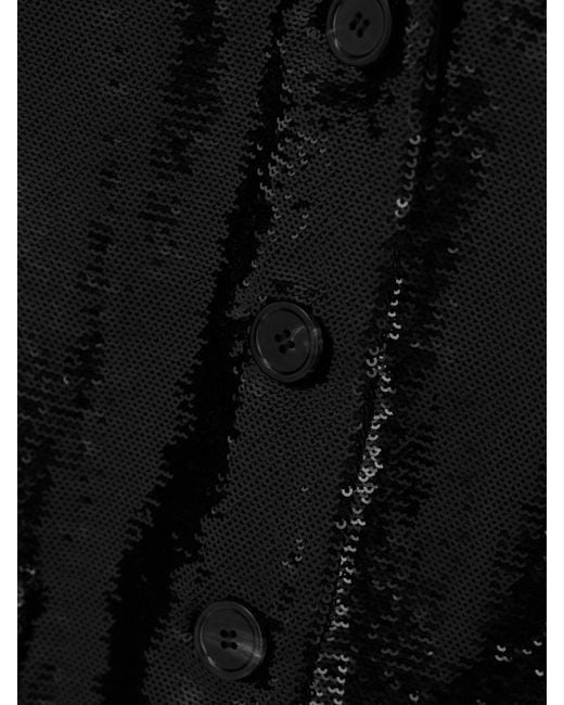Veronica de Piante Black Ines Cropped Sequined Crepe Jacket