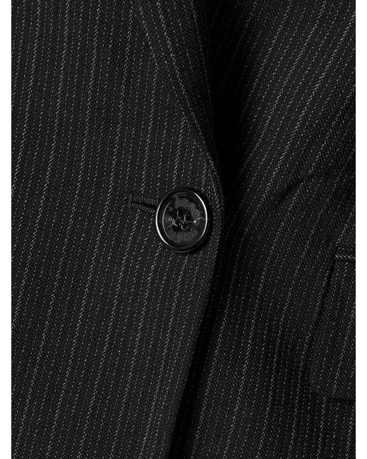 Acne Black Doppelreihiger Blazer Aus Einer Woll-Baumwollmischung Mit Nadelstreifen