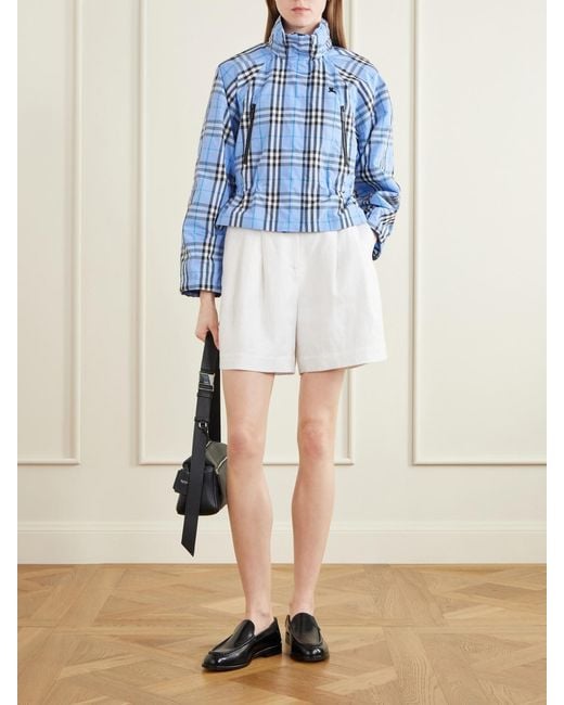 Burberry Blue Layham Checked Shell Jacket