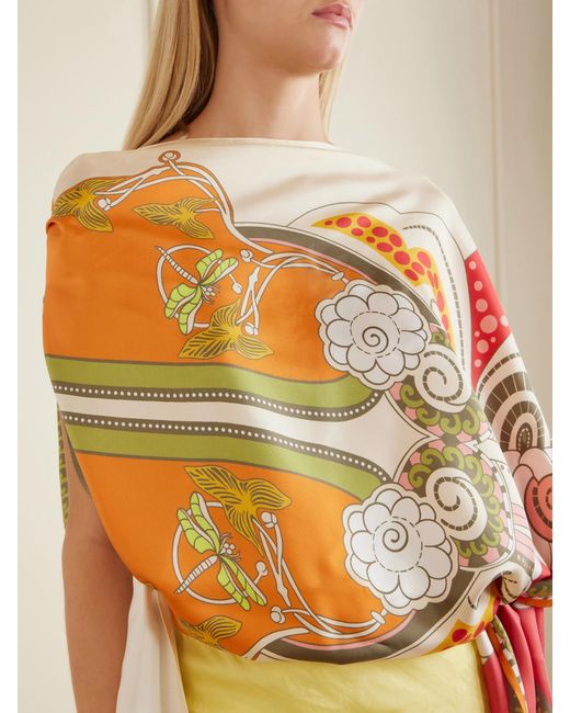 LaDoubleJ Red 'Full On Foulard Printed Silk Top