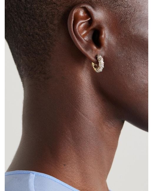 Yvonne Léon Metallic Ananas 9-Karat Diamond Hoop Earrings