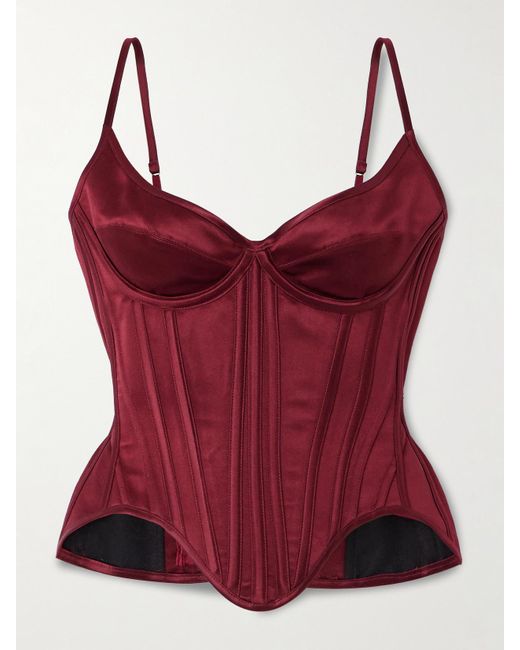 Wiederhoeft Red Salon Silk-Satin Bustier Top