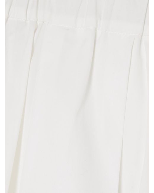 Maria McManus Women's White Lace-Trimmed Poplin Midi Skirt
