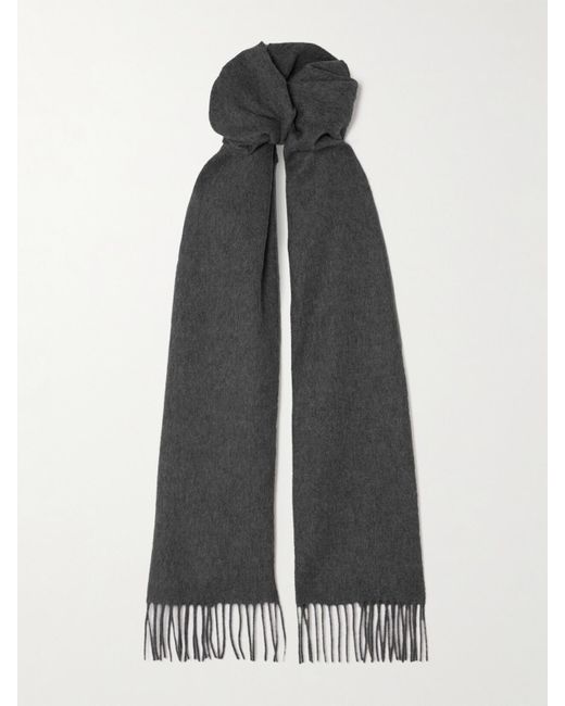 Johnstons Gray Fringed Cashmere Scarf
