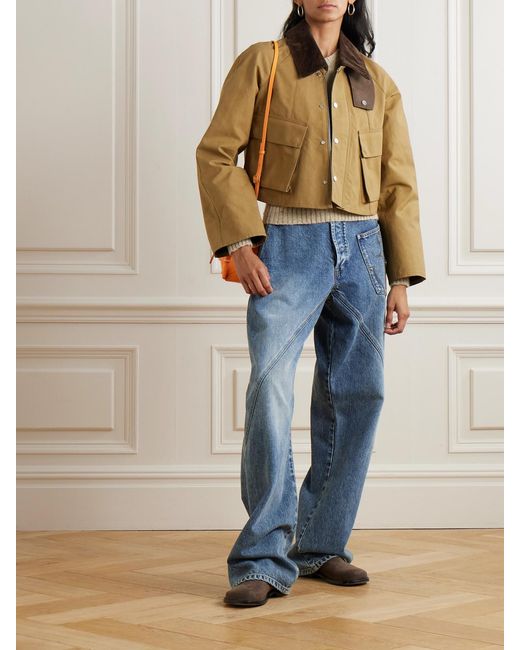 J.W. Anderson Natural Cropped Corduroy-Trimmed Waxed-Cotton Jacket