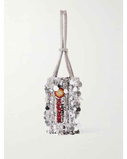 Anya Hindmarch White Nurofen Embellished Satin Mini Bag