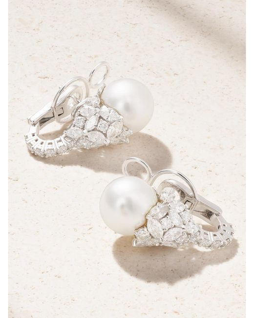 YEPREM Natural 18-Karat, Diamond And Pearl Earrings