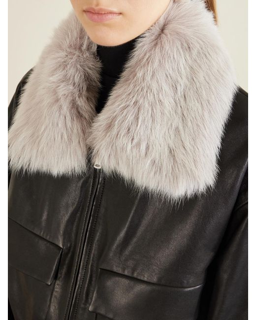 Nour Hammour Black Ellery Shearling-Trimmed Leather Jacket