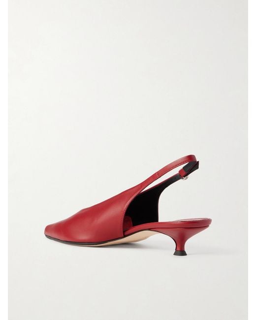 Aeyde Red Camila Leather Slingback Pumps