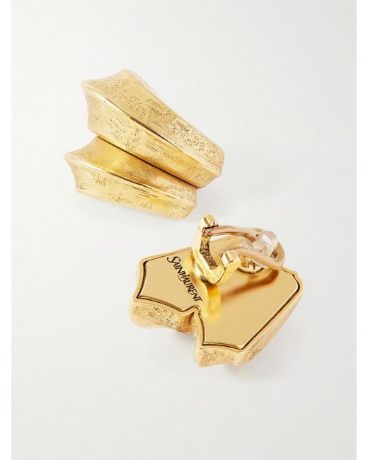 Saint Laurent Metallic Bo Pointes Arrondies-Tone Earrings