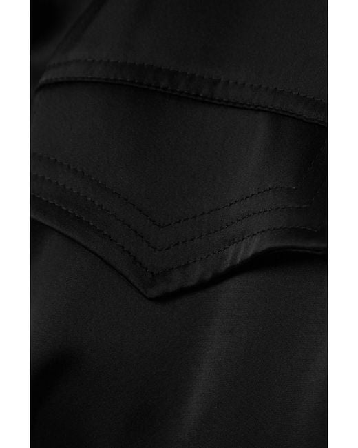 David Koma Black Wickelrobe Aus Satin Mit Rüschen