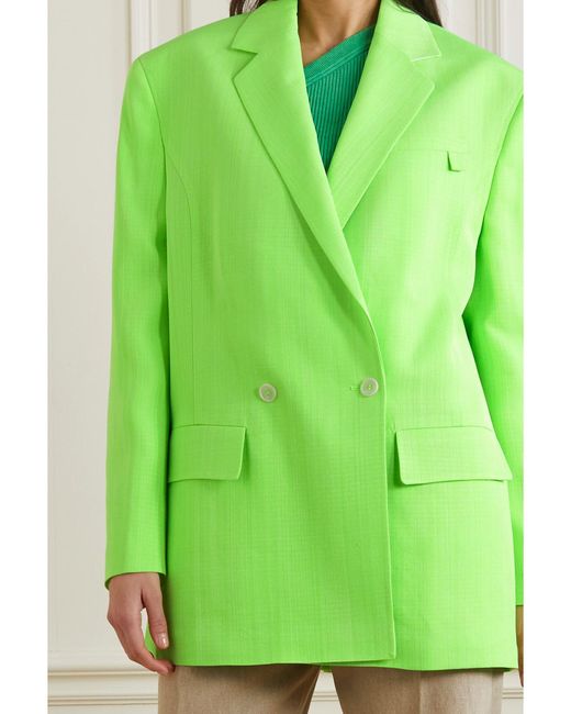Jacquemus Green Marino Crepe Double-Breasted Blazer