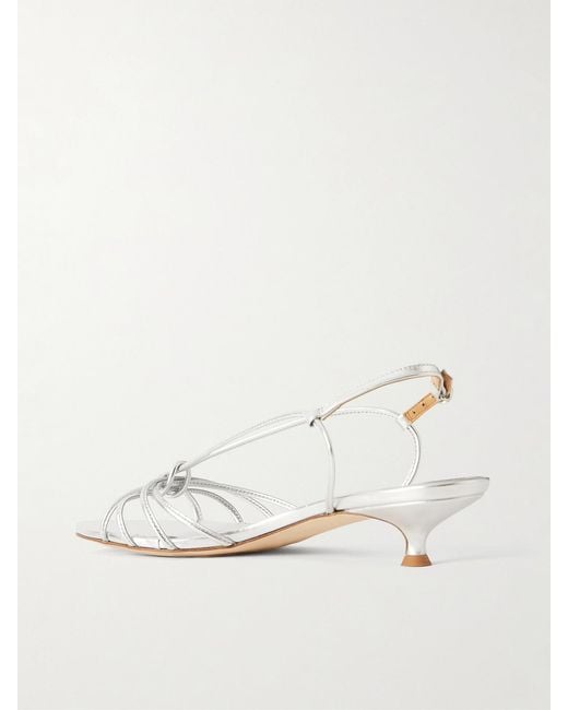 Aeyde Natural Amara Metallic Leather Sandals