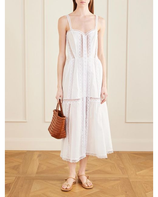 Charo Ruiz White Dafelle Cotton-Blend Maxi Dress