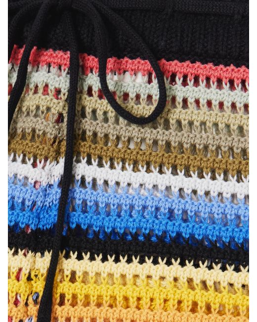 Alix Of Bohemia Blue Shea Striped Crocheted Cotton Shorts