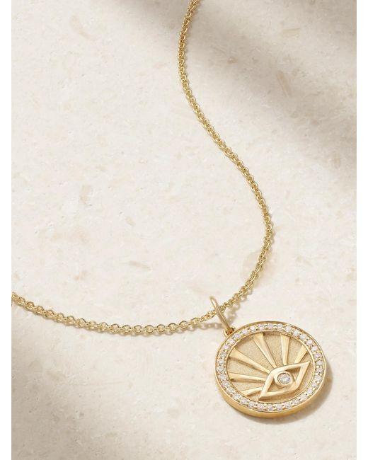Sydney Evan Metallic Evil Eye 14-Karat Diamond Necklace