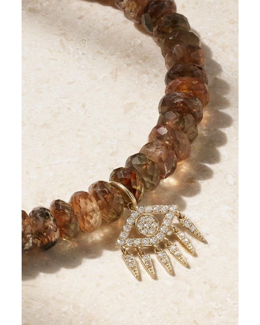 Sydney Evan Natural Evil Eye 14-Karat, Andalusite And Diamond Bracelet