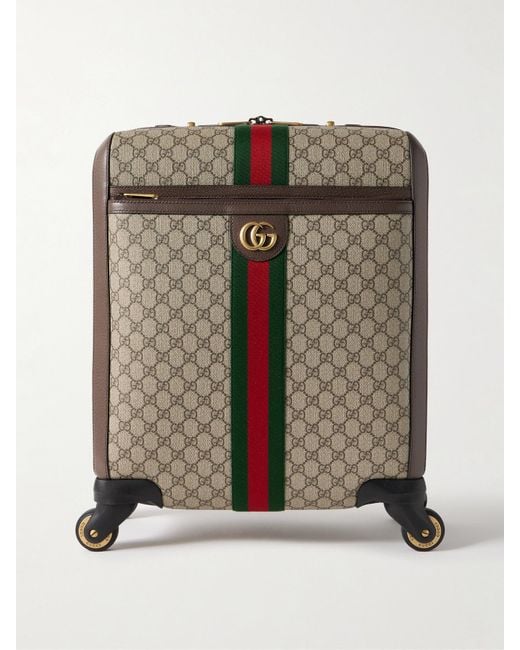 Valise En Toile Enduite Imprimée À Finitions En Cuir Savoy Gucci en coloris Metallic