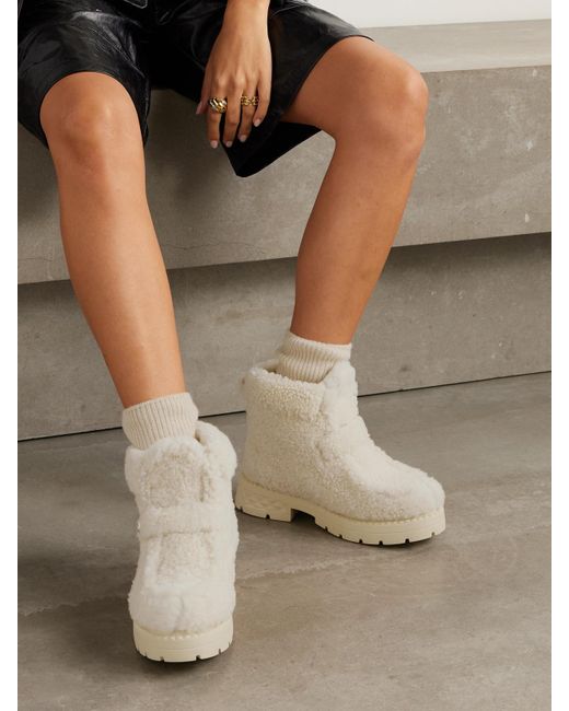Jimmy Choo Natural Shea Faux Pearl-Embellished Shearling Ankle Boots