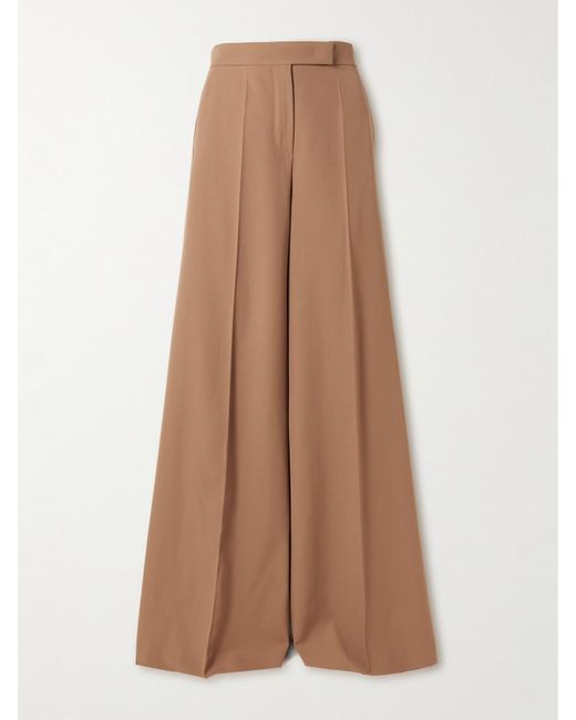 Max Mara Brown Ninfa Hose Mit Weitem Bein Aus Woll-Twill