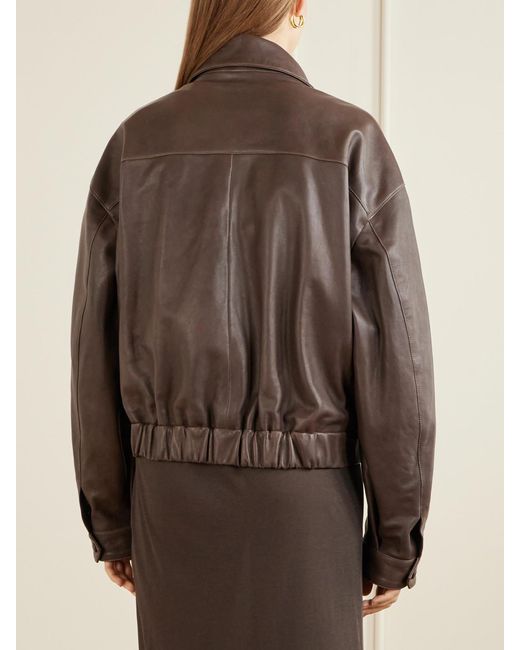 Nour Hammour Brown Quincy Paneled Leather Jacket