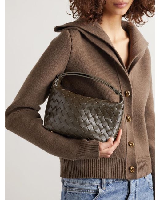 Bottega Veneta Brown Wallace Mini Intrecciato Leather Shoulder Bag