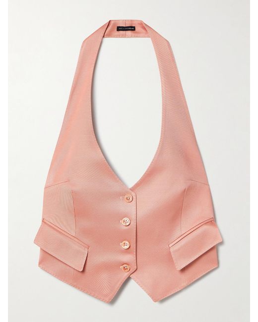 Tom Ford Pink Open-Back Silk And Wool-Blend Twill Vest