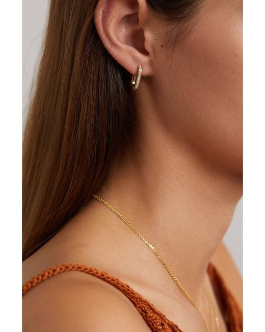 L'Atelier Nawbar Metallic Lock Ray Small 18-Karat, Mother-Of-Pearl And Diamond Earrings
