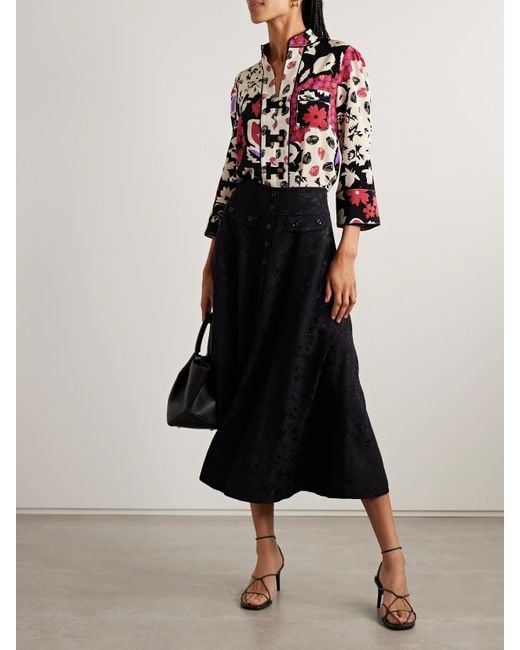 Maison Mayle Red Nadege Bluse Aus Bedrucktem Seiden-Crêpe