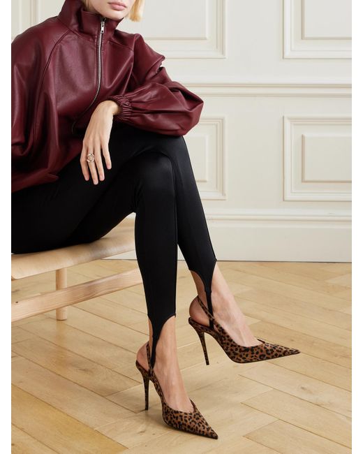 AMINA MUADDI Multicolor Anok Leopard-Print Suede Slingback Pumps
