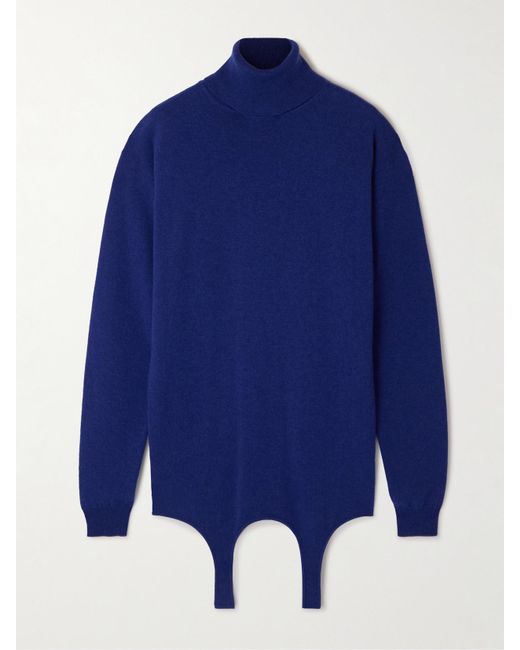 Saint Laurent Blue Rollkragenpullover Aus Kaschmir