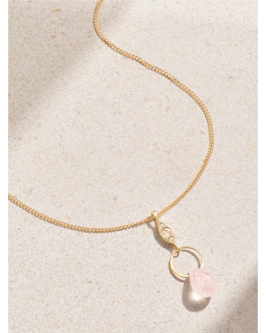 Melissa Joy Manning Natural 14-Karat Recycled, Rose Quartz And Diamond Necklace