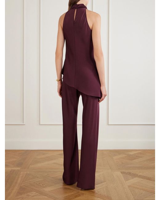 Veronica Beard Purple Radford Crepe-Satin Blouse