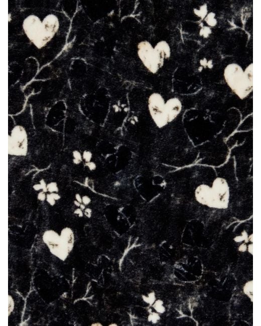 R13 Black Lace-Trimmed Printed Velvet Mini Dress