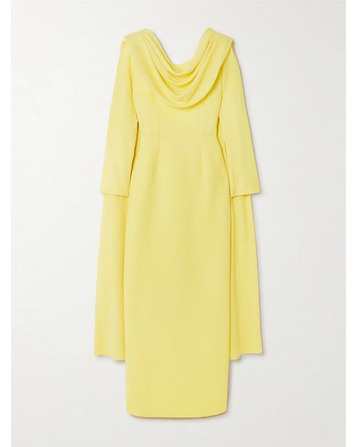 Emilia Wickstead Yellow Zaira Draped Wool-Crepe Gown