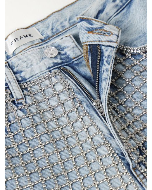 Jean Droit Taille Haute À Cristaux The Showgirl FRAME en coloris Blue
