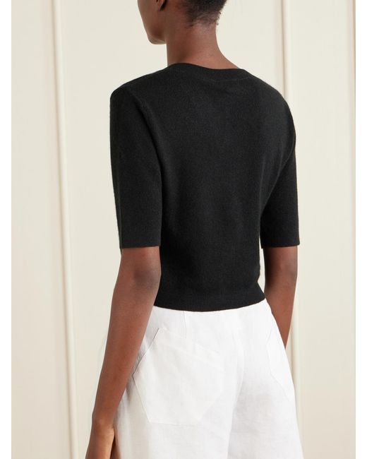 LeKasha Black Fano Cropped Cashmere Cardigan