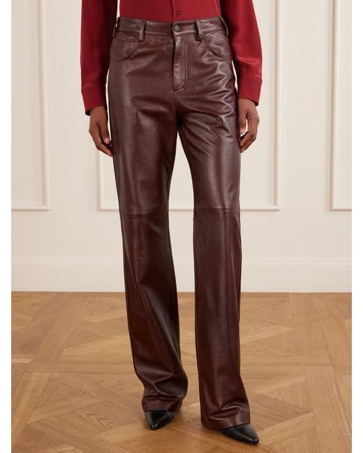 Nili Lotan Brown Joan Leather Straight-Leg Pants