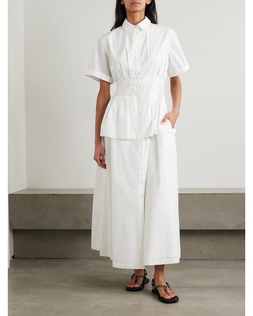 Rosie Assoulin White Boogie Woogie Bugle Boy Cotton-Poplin Maxi Shirt Dress
