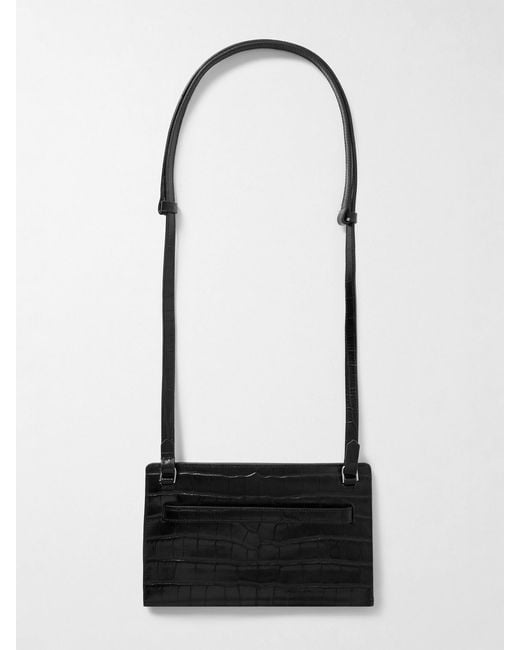 Totême White Belted Croc-Effect Leather Shoulder Bag