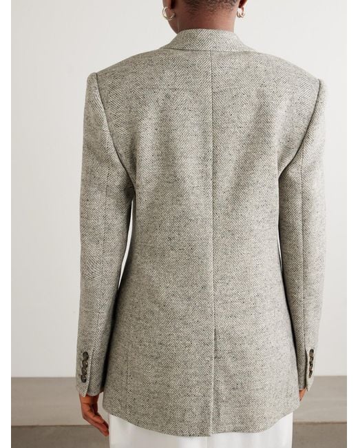 Stella McCartney Gray Wool And Silk-Blend Herringbone Blazer