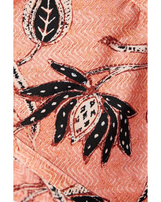 Ulla Johnson Pink Azores Ruffled Printed Bikini Top
