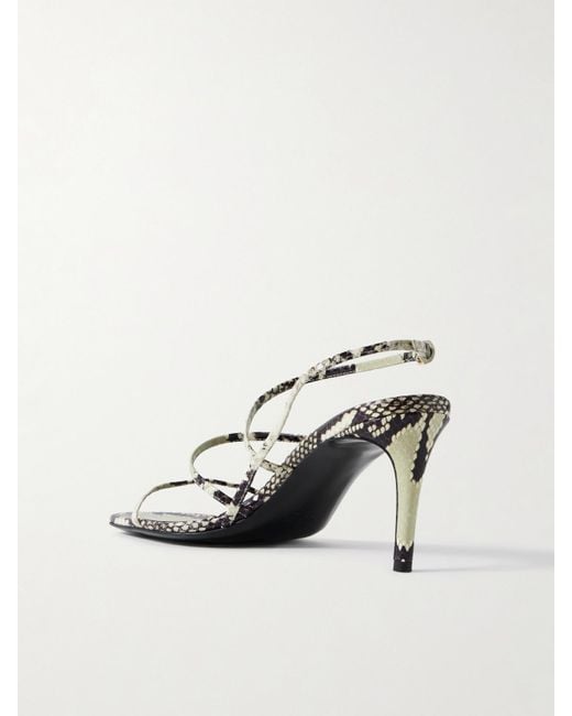 Khaite White Loop Snake-Effect Leather Sandals