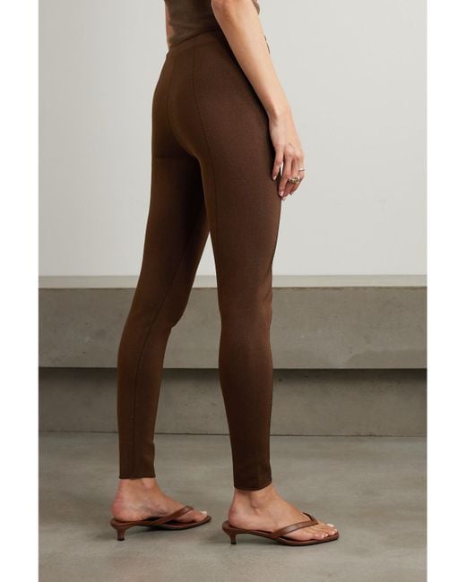 FFORME Brown Net Sustain Anya Organic Silk-Blend Leggings