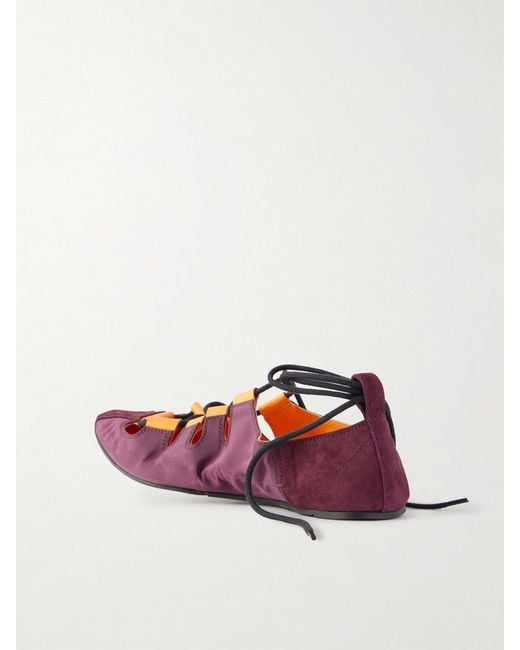 Alaïa Purple Suede-Trimmed Shell Ballet Flats