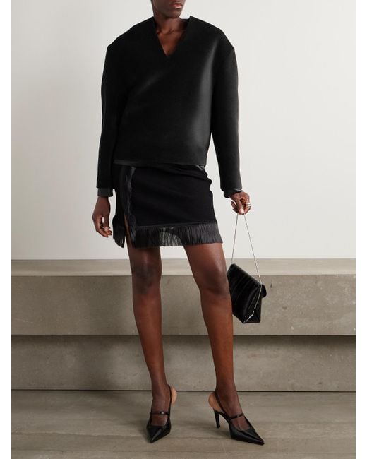 Jil Sander Black Mehrlagige Bluse Aus Samt Und Satin