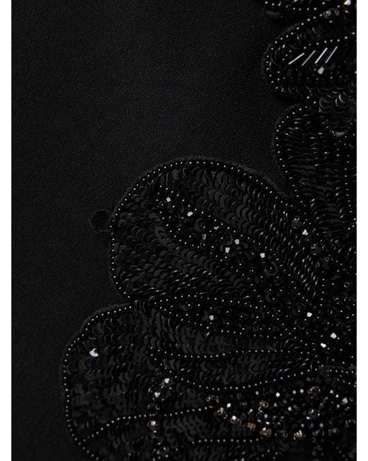 Elie Saab Black Cape-Effect Embellished Silk-Crepe And Silk-Chiffon Gown