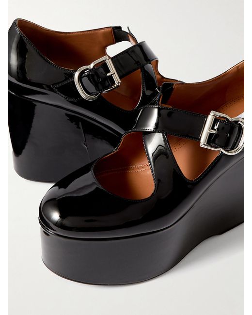 Alaïa Black Patent Wedge Shoes